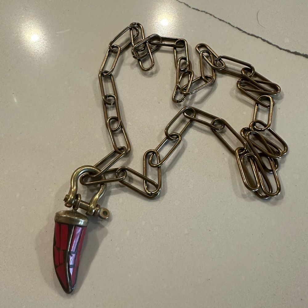 Elegant Red Pendant Chain Necklace